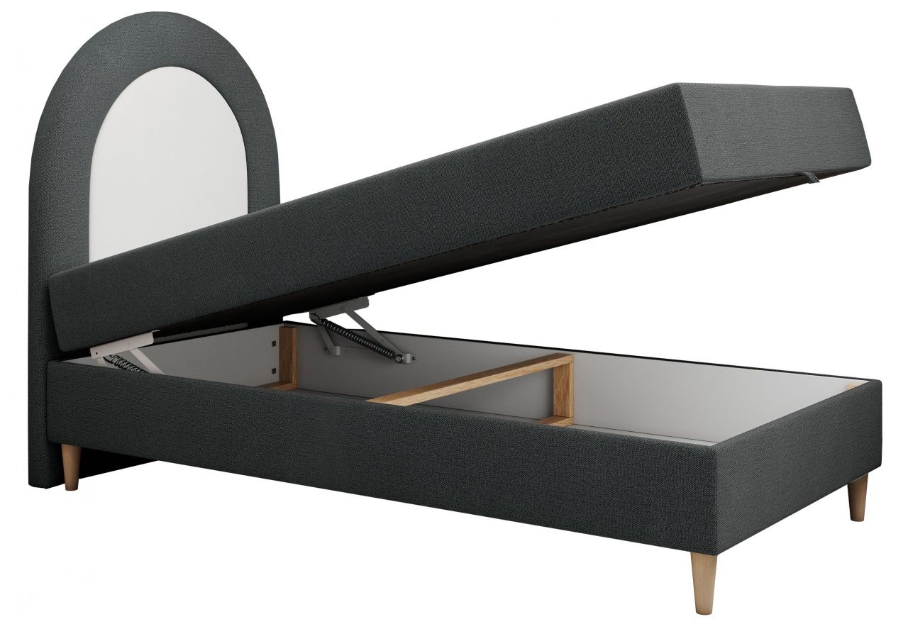 Łóżko młodzieżowe NEST 90x180 - H3 - ciemnoszary, struktura - topper T25