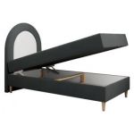 Łóżko młodzieżowe NEST 90x180 - H3 - ciemnoszary, struktura - topper T25