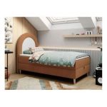 Łóżko młodzieżowe NEST 90x180 - H3 - pomarańczowy, struktura - topper T25