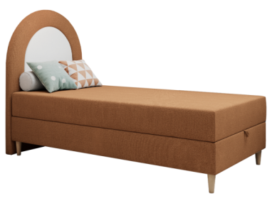 Łóżko młodzieżowe NEST 90x180 - H3 - pomarańczowy, struktura - topper T25