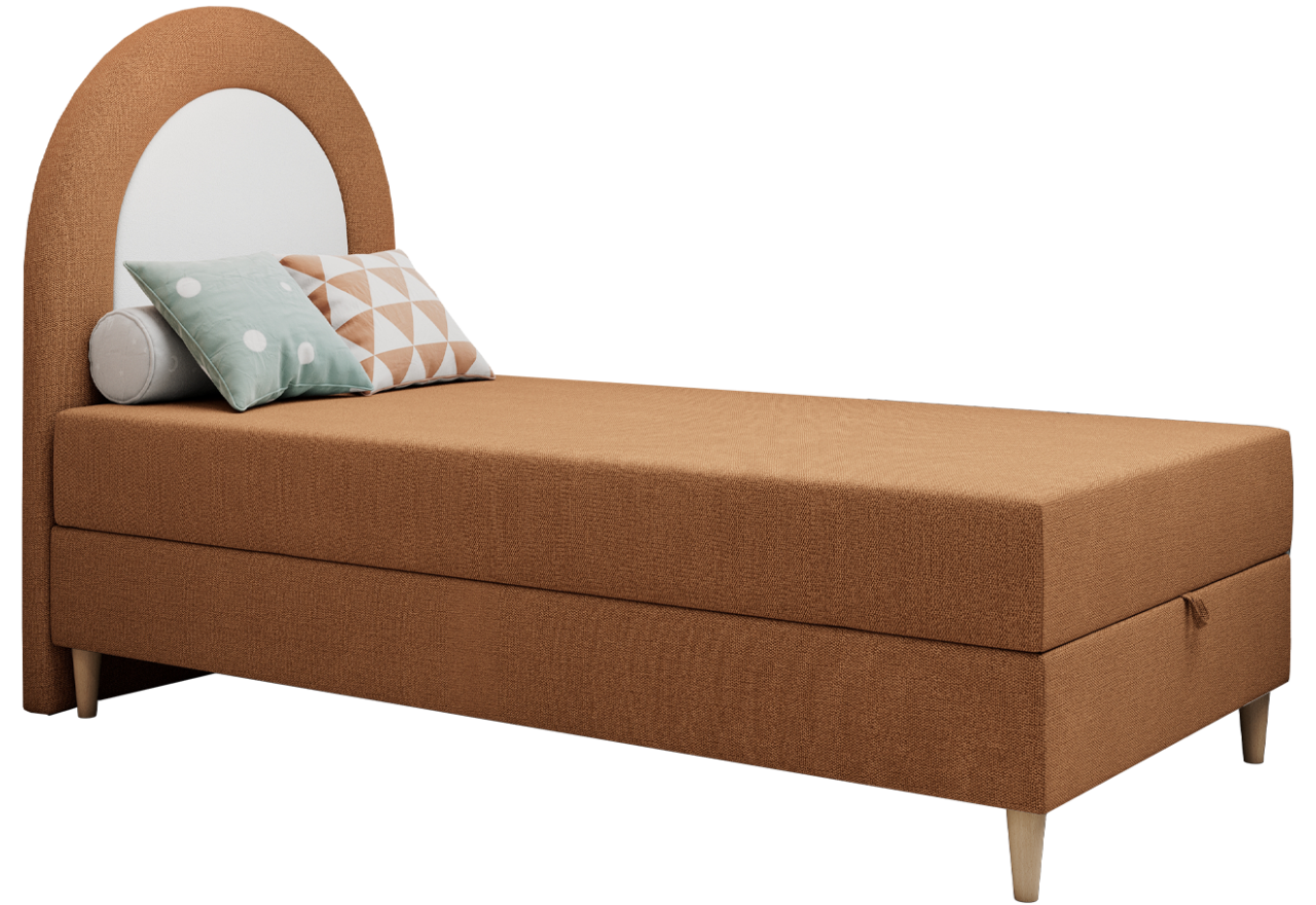 Łóżko młodzieżowe NEST 90x180 - H3 - pomarańczowy, struktura - topper T25