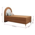 Łóżko młodzieżowe NEST 90x180 - H3 - pomarańczowy, struktura - topper T25