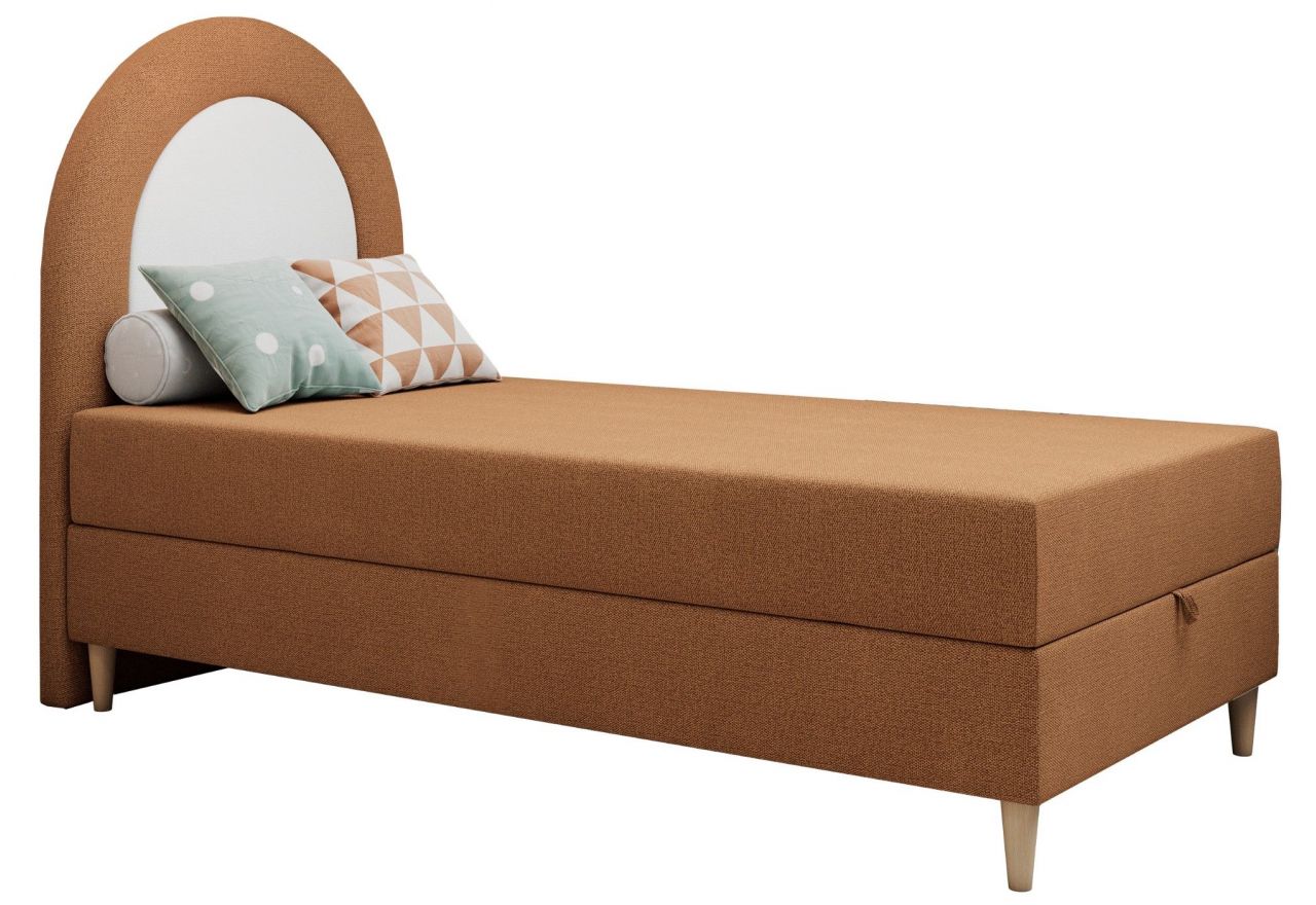 Łóżko młodzieżowe NEST 90x180 - H3 - pomarańczowy, struktura - topper T25