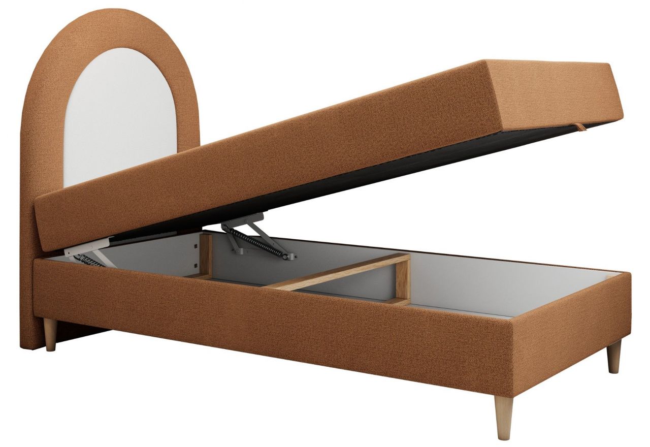 Łóżko młodzieżowe NEST 90x180 - H3 - pomarańczowy, struktura - topper T25