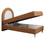 Łóżko młodzieżowe NEST 90x180 - H3 - pomarańczowy, struktura - topper T25