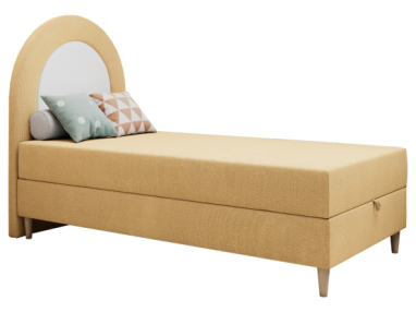 Łóżko młodzieżowe NEST 90x180 - H3 - żółty, struktura - topper T25