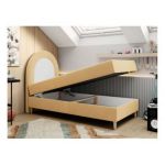 Łóżko młodzieżowe NEST 90x180 - H3 - żółty, struktura - topper T25