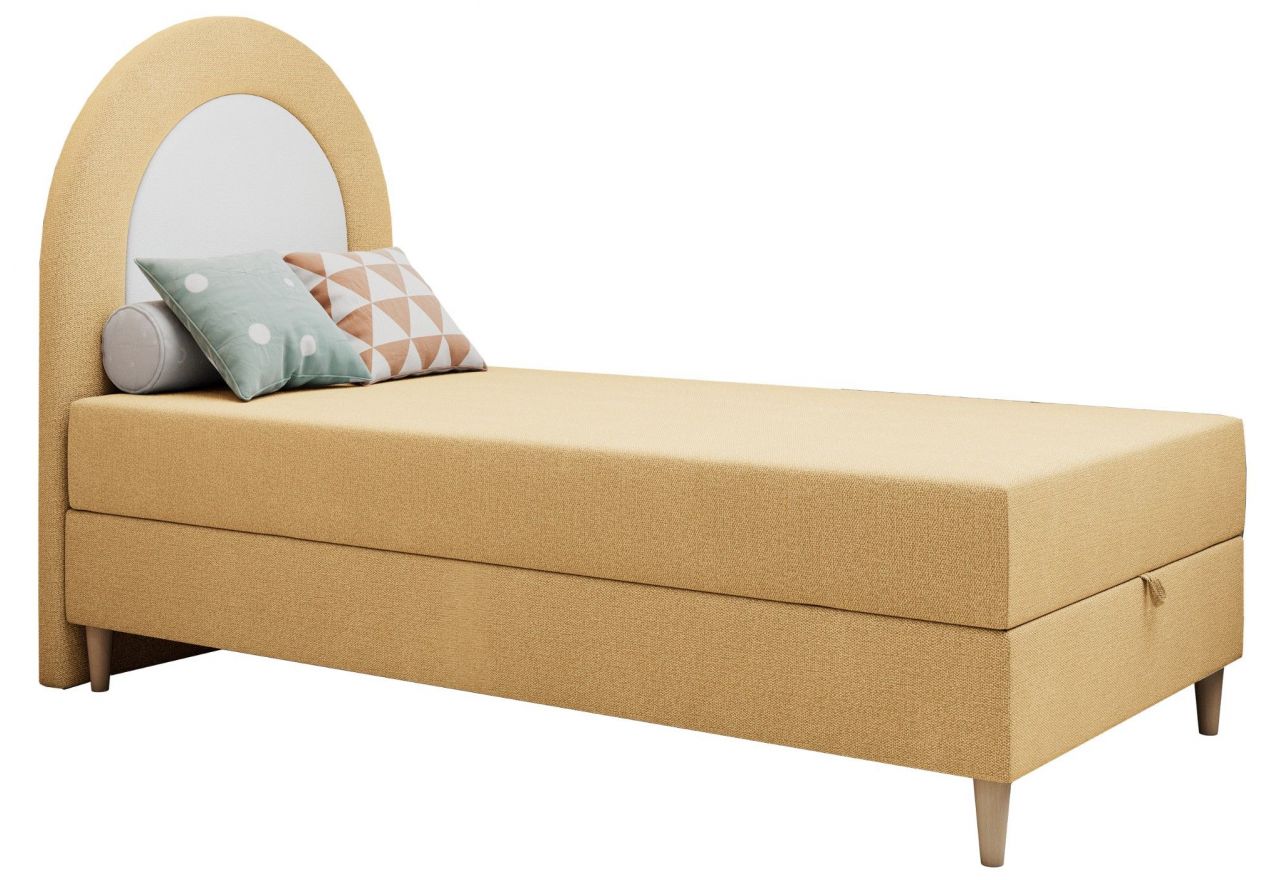 Łóżko młodzieżowe NEST 90x180 - H3 - żółty, struktura - topper T25