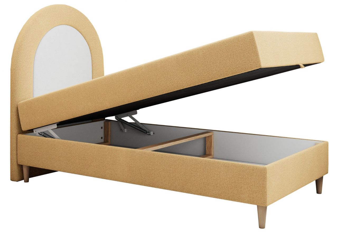 Łóżko młodzieżowe NEST 90x180 - H3 - żółty, struktura - topper T25