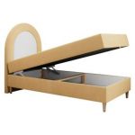 Łóżko młodzieżowe NEST 90x180 - H3 - żółty, struktura - topper T25