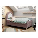 Łóżko młodzieżowe NEST 90x180 - H3 - różowy, struktura - topper T25