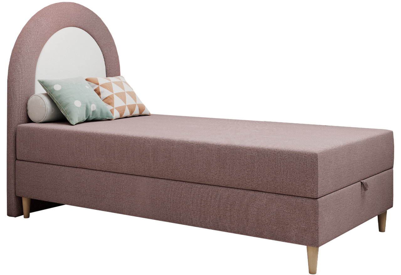 Łóżko młodzieżowe NEST 90x180 - H3 - różowy, struktura - topper T25