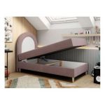 Łóżko młodzieżowe NEST 90x180 - H3 - różowy, struktura - topper T25