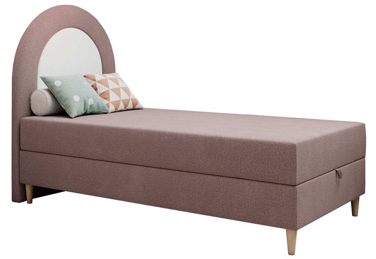 Łóżko młodzieżowe NEST 90x180 - H3 - różowy, struktura - topper T25