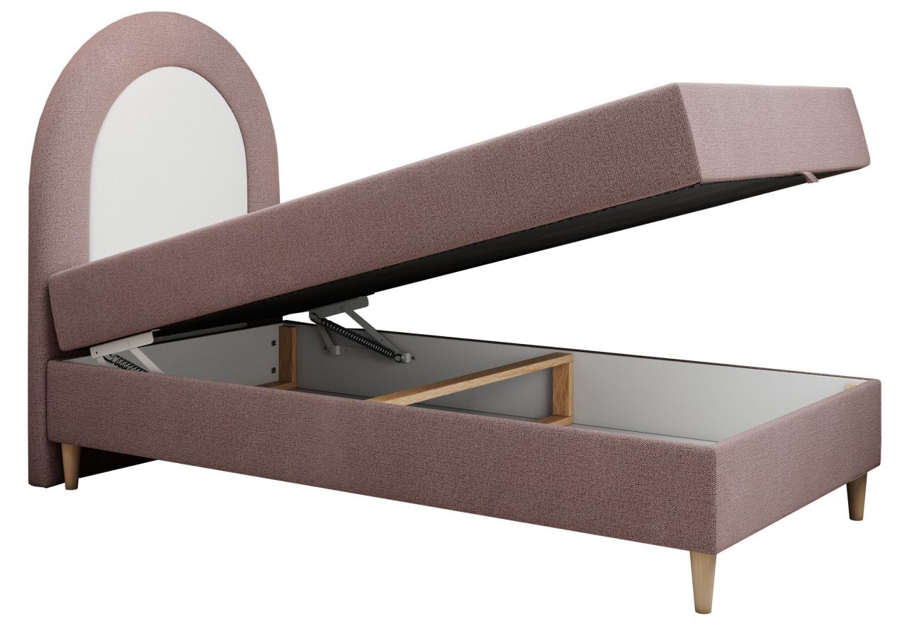 Łóżko młodzieżowe NEST 90x180 - H3 - różowy, struktura - topper T25