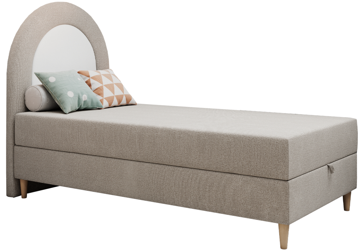 Łóżko młodzieżowe NEST 90x180 - H3 - beżowy, struktura - topper T25