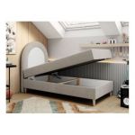 Łóżko młodzieżowe NEST 90x180 - H3 - beżowy, struktura - topper T25