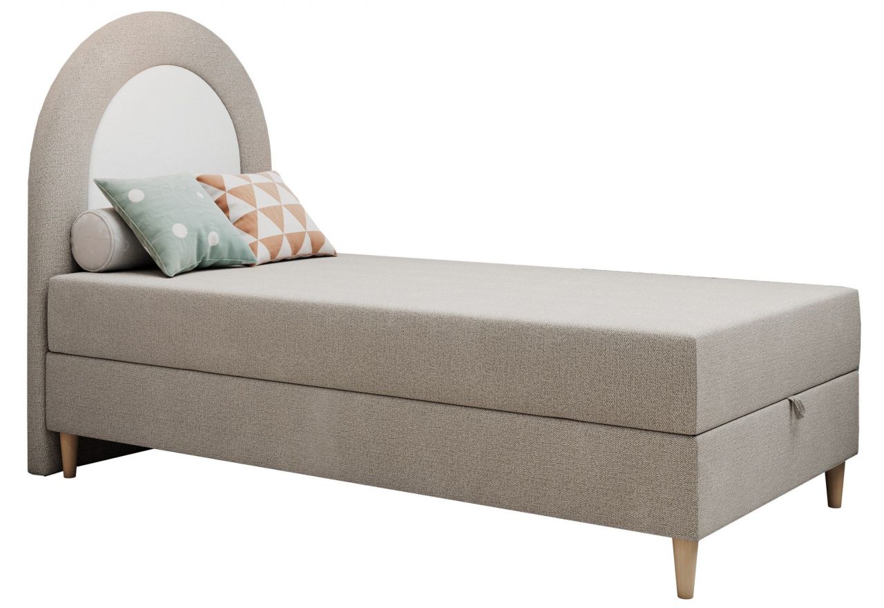 Łóżko młodzieżowe NEST 90x180 - H3 - beżowy, struktura - topper T25