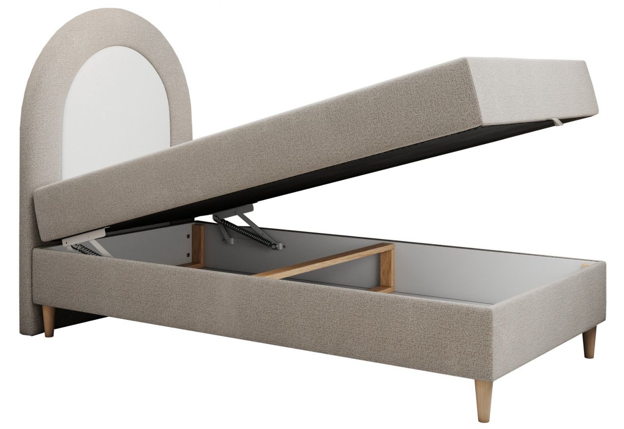 Łóżko młodzieżowe NEST 90x180 - H3 - beżowy, struktura - topper T25