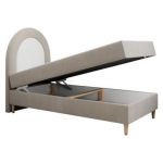 Łóżko młodzieżowe NEST 90x180 - H3 - beżowy, struktura - topper T25