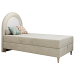 Łóżko młodzieżowe NEST 90x180 - H3 - beżowy, welwet - topper T25