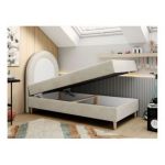 Łóżko młodzieżowe NEST 90x180 - H3 - beżowy, welwet - topper T25