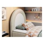 Łóżko młodzieżowe NEST 90x180 - H3 - beżowy, welwet - topper T25