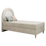 Łóżko młodzieżowe NEST 90x180 - H3 - beżowy, welwet - topper T25