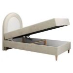 Łóżko młodzieżowe NEST 90x180 - H3 - beżowy, welwet - topper T25