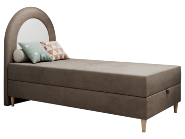 Łóżko młodzieżowe NEST 90x180 - H3 - brązowy, welwet - topper T25