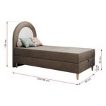 Łóżko młodzieżowe NEST 90x180 - H3 - brązowy, welwet - topper T25