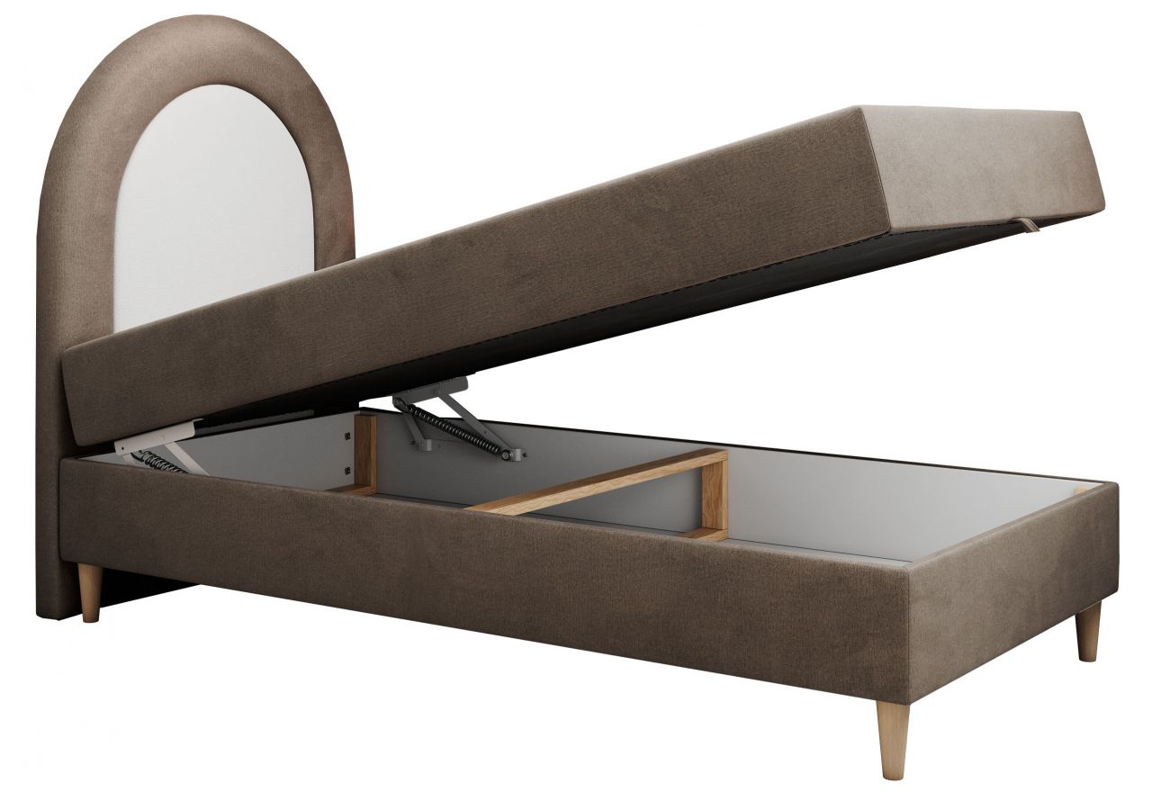 Łóżko młodzieżowe NEST 90x180 - H3 - brązowy, welwet - topper T25