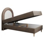 Łóżko młodzieżowe NEST 90x180 - H3 - brązowy, welwet - topper T25