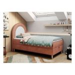 Łóżko młodzieżowe NEST 90x180 - H3 - różowy, welwet - topper T25