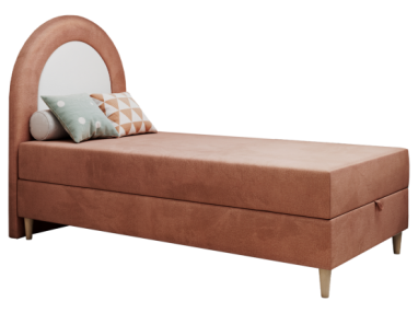 Łóżko młodzieżowe NEST 90x180 - H3 - różowy, welwet - topper T25