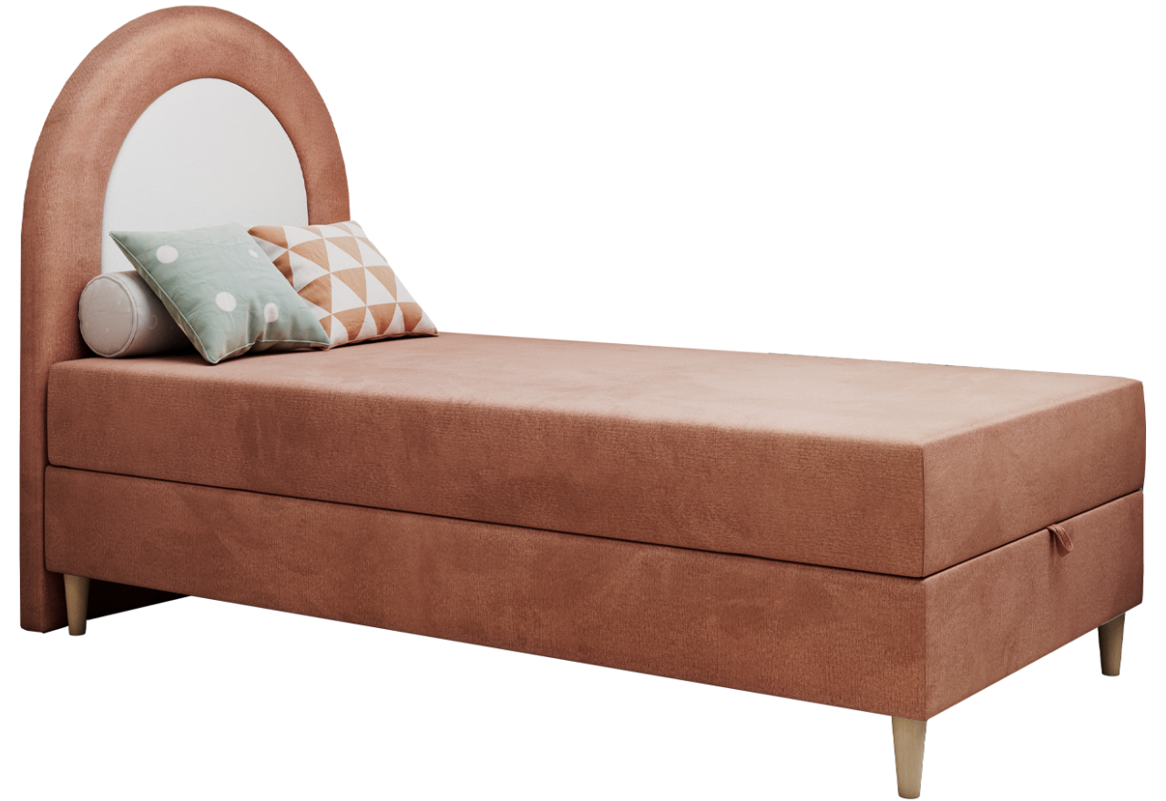 Łóżko młodzieżowe NEST 90x180 - H3 - różowy, welwet - topper T25