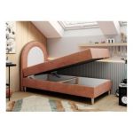 Łóżko młodzieżowe NEST 90x180 - H3 - różowy, welwet - topper T25