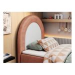 Łóżko młodzieżowe NEST 90x180 - H3 - różowy, welwet - topper T25