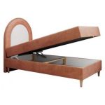 Łóżko młodzieżowe NEST 90x180 - H3 - różowy, welwet - topper T25