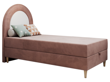 Łóżko młodzieżowe NEST 90x180 - H3 - różowy, welwet - topper T25