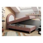Łóżko młodzieżowe NEST 90x180 - H3 - różowy, welwet - topper T25