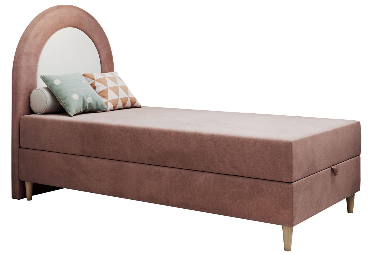 Łóżko młodzieżowe NEST 90x180 - H3 - różowy, welwet - topper T25