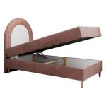 Łóżko młodzieżowe NEST 90x180 - H3 - różowy, welwet - topper T25