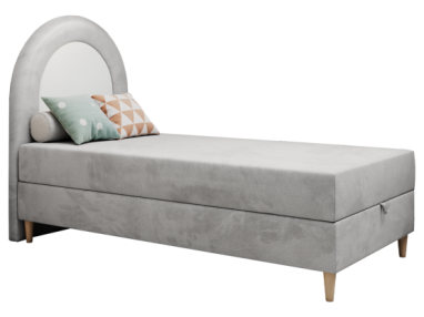 Łóżko młodzieżowe NEST 90x180 - H3 - jasnoszary, welwet - topper T25