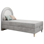 Łóżko młodzieżowe NEST 90x180 - H3 - jasnoszary, welwet - topper T25