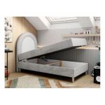 Łóżko młodzieżowe NEST 90x180 - H3 - jasnoszary, welwet - topper T25