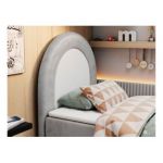 Łóżko młodzieżowe NEST 90x180 - H3 - jasnoszary, welwet - topper T25