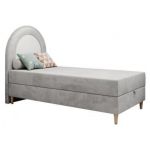 Łóżko młodzieżowe NEST 90x180 - H3 - jasnoszary, welwet - topper T25