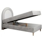 Łóżko młodzieżowe NEST 90x180 - H3 - jasnoszary, welwet - topper T25