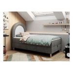 Łóżko młodzieżowe NEST 90x180 - H3 - ciemnoszary, welwet - topper T25